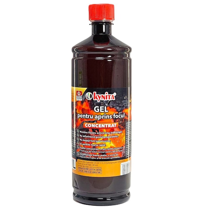 Gel pentru aprins focul Kynita, concentrat, 1 L – gratare, seminee, sobe