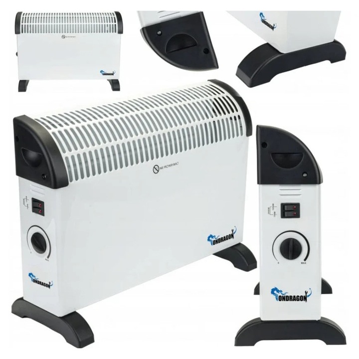 Convector electric Ondragon, 2000 W, alb, incalzire rapida, termostat