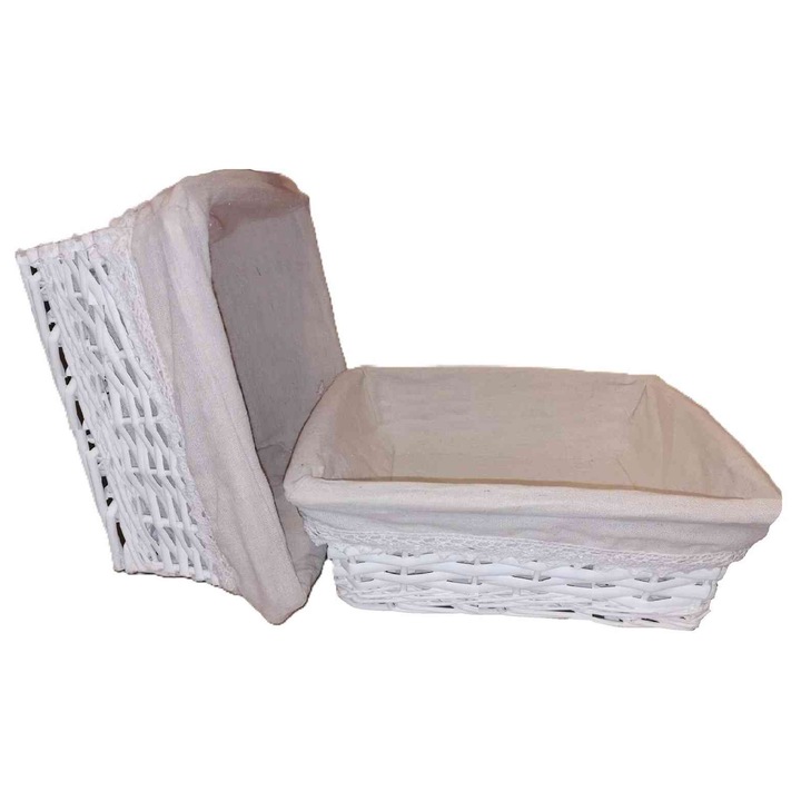 Coș de Răchită Cub Textile Alb 68-215/S 23*23*H9cm