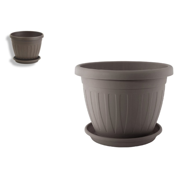 Ghiveci cu farfurie, Enger, Venecia gri