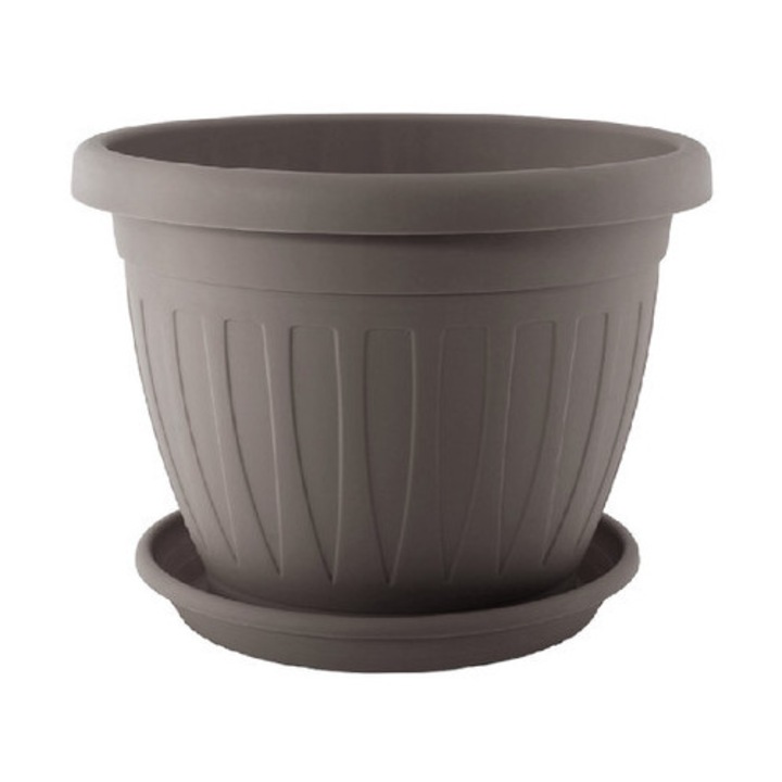 Ghiveci cu Farfurie, Enger, Venecia Mokka Gri