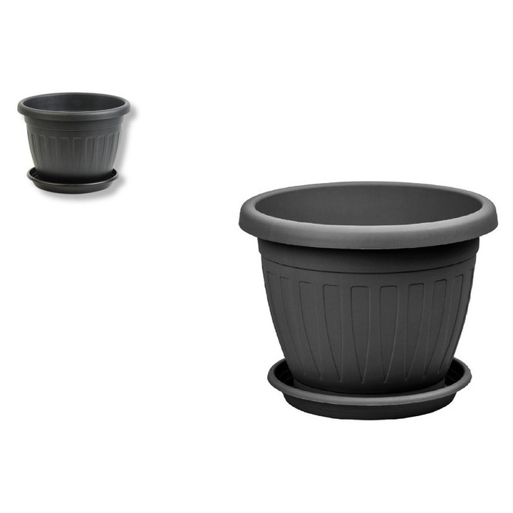 Ghiveci cu Farfurie, Enger, Venecia Antracit