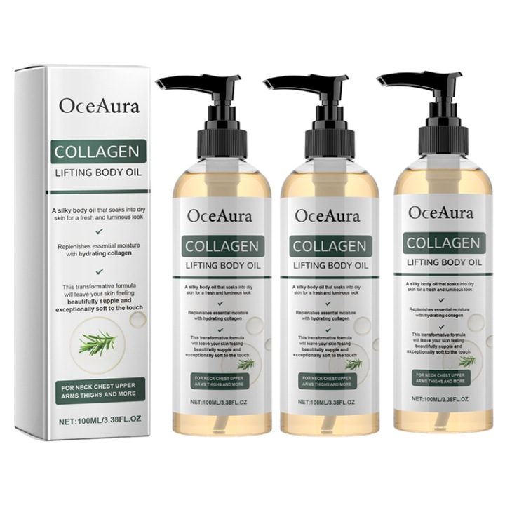 Ulei de corp fermitate colagen OceAura, set 3 bucati, 100ml