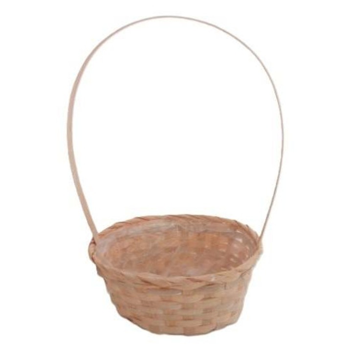 Accesoriu decorativ cos impletit bambus Oval Antichizat Mic