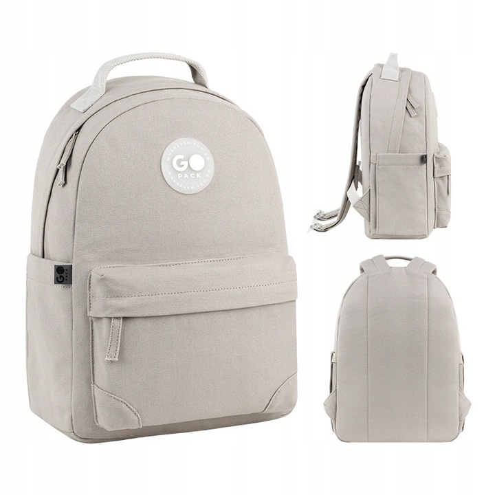 Rucsac urban pentru adolescente, pentru utilizare zilnica si scoala, design minimalist cu un compartiment, bej GoPack