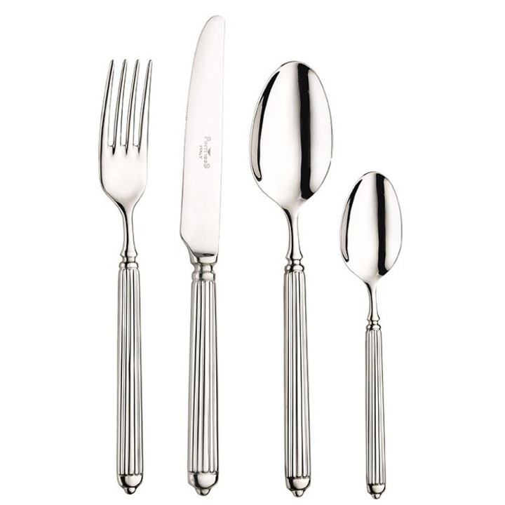Комплект прибори за хранене от 24 части, Pinti Inox, класически ръчно кован дизайн, неръждаема стомана 18/10, за 6 души