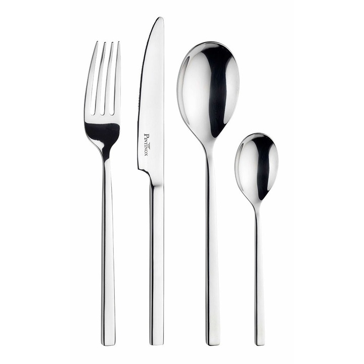 Комплект прибори за хранене Pinti Tie 24 части, неръждаема стомана 18/0, без никел, за 6 човека, минималистичен, геометричен дизайн