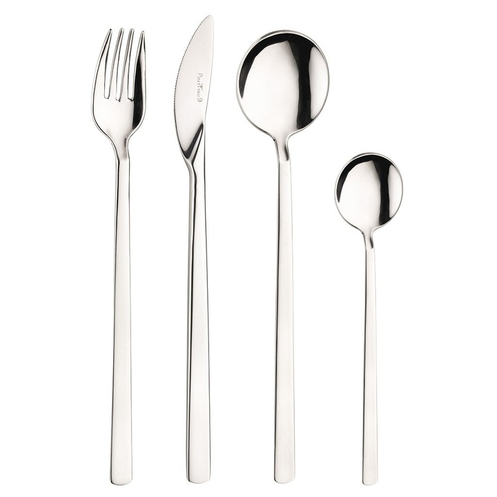 Set tacamuri Pinti Inox, 24 x Piese pentru 6 persoane, inox, design minimalist, 6 cutite, 6 furculite, 6 linguri, 6 lingurite