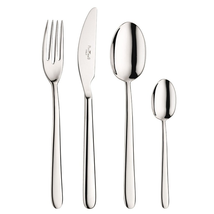 Комплект прибори за хранене от неръждаема стомана от 24 части, Pinti Privilege, за 6 човека, елегантен дизайн, подходящи за съдомиялна машина