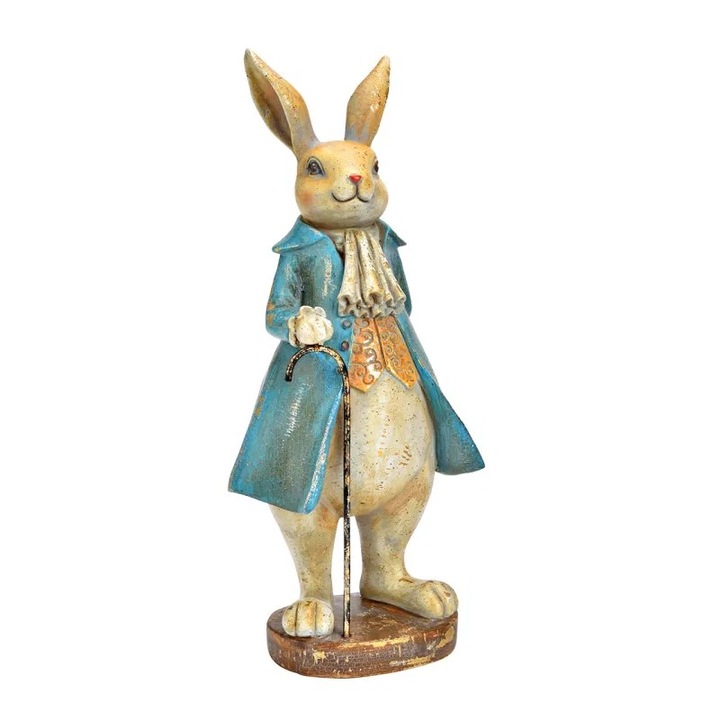 Kerámia nyuszi figura jelmezben, 11×25×9 cm