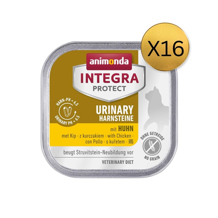 Hrana umedă pentru pisici, Animonda, Integra Protect Urinary, set 16 buc x 100g, pui, adult