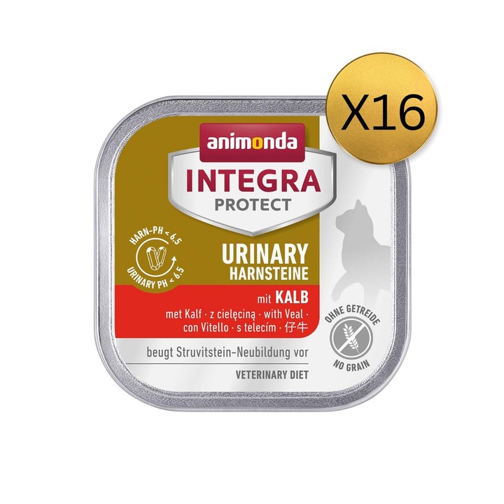 Hrana umedă pentru pisici, Animonda, Integra Protect Urinary, Vitel, set 16 buc x 100g