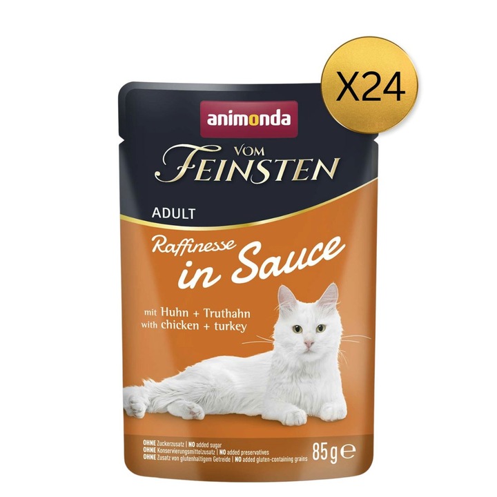Hrana umedă pentru pisici, Animonda, Vom Feinstien Cat, pui și curcan, set 24 buc x 85g