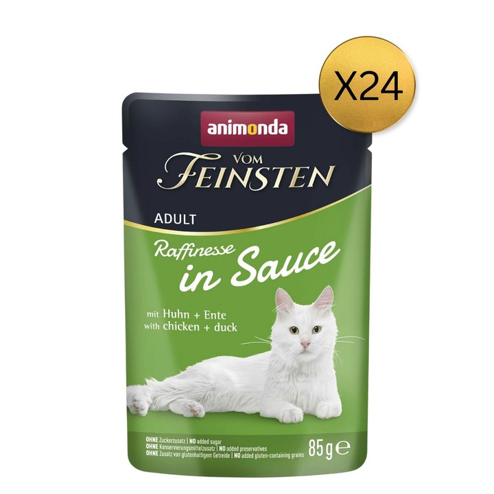 Мокра храна за котки, Animonda, Vom Feinsten Cat, пиле и патица, комплект 24 броя x 85гр