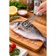 Dispozitiv profesional de curatat solzi de peste, awwaline, inox, argintiu, lame duble zimtate, maner ergonomic, 25.8 x 4.2 cm