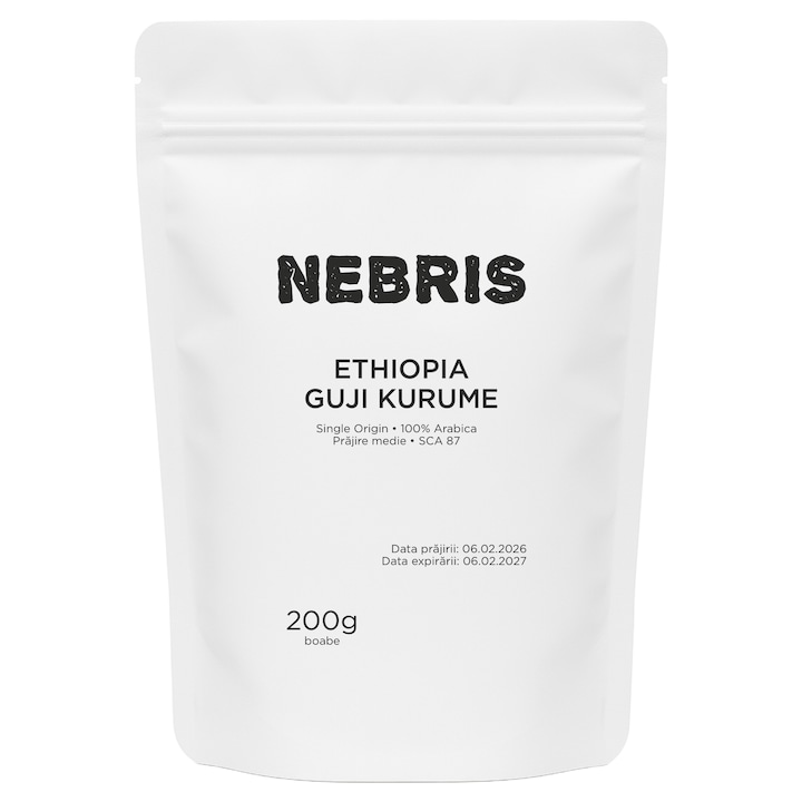 Cafea de specialitate proaspat prajita Ethiopia Guji Kurume, NEBRIS, boabe, 200g, prajire medie, SCA 87
