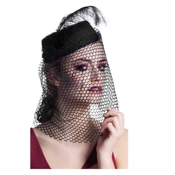 Palarie Black Widow neagra pentru bal mascat