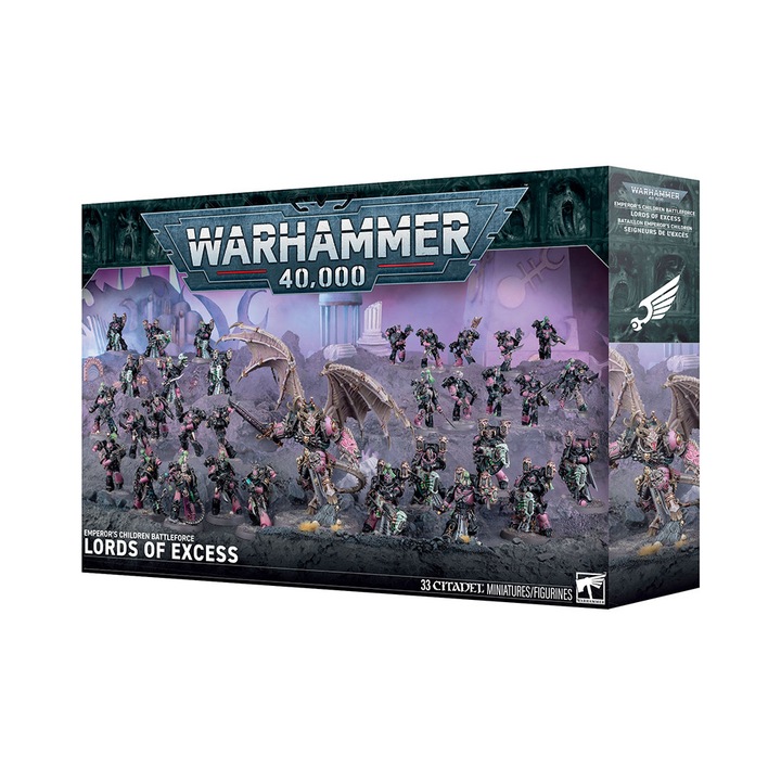Разширение за игра Warhammer 40000, Games Workshop, Lords of Excess Emperor's Children, 33 сглобени модела, сив