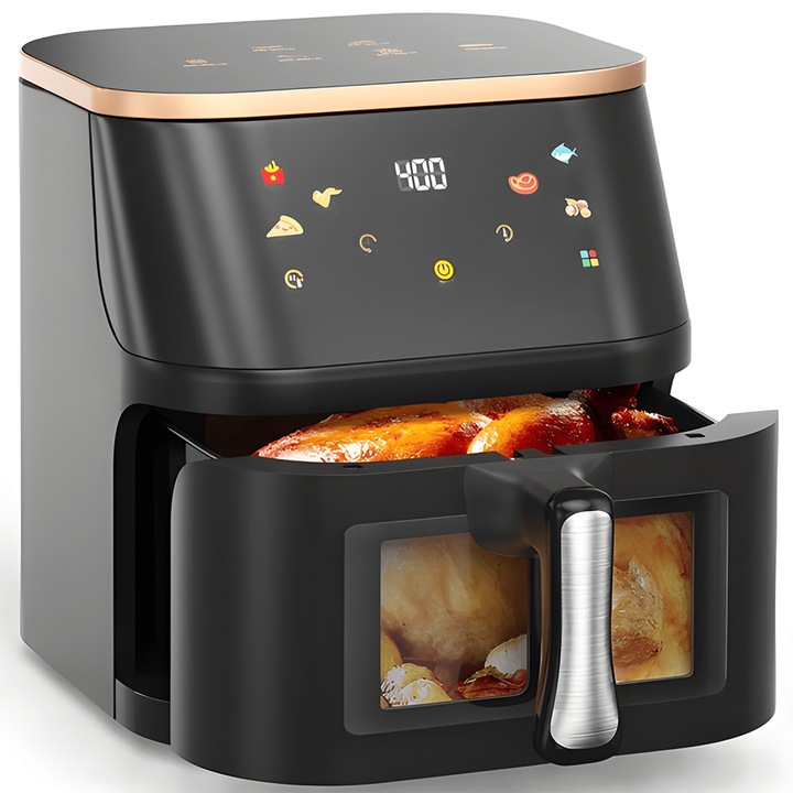 Teno® olajmentes légfritőz, intelligens érzékelő technológia, automatikus smart chef programok, digitális kijelző, 12 l űrtartalom, zsíroldó technológia, 2400 W, 220 V tápfeszültség, fekete színű