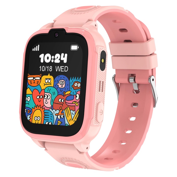 Детски Смарт часовник NUBKI DH28, 4G, Камера, LBS+Wi-Fi Tracking, 7 Забавни Игри, Видео разговор, SOS бутон, Розов