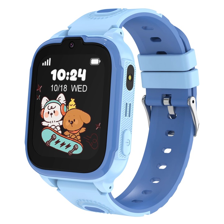 Детски Смарт часовник NUBKI DH28, 4G, Камера, LBS+Wi-Fi Tracking, 7 Забавни Игри, Видео разговор, SOS бутон, Син