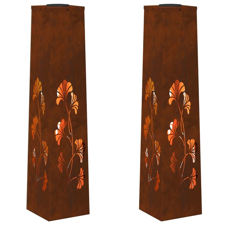 vidaXL Napelemmel működő LED ösvény világítás 2 pcs Rozsdás 879764