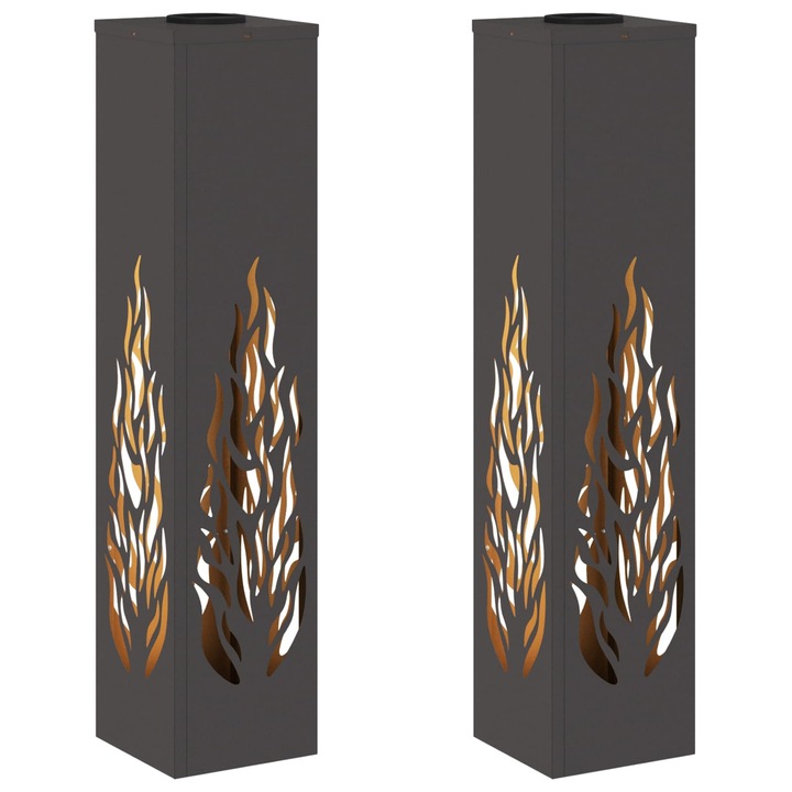 Set Lumina LED Solara pentru Alei 2 pcs vidaXL, Negru Otel laminat la rece