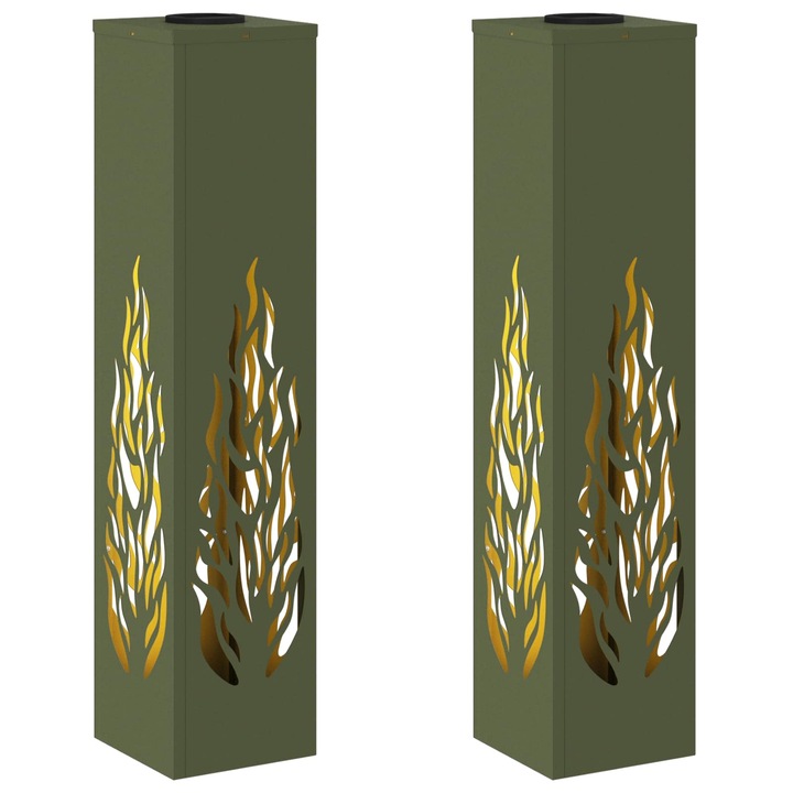 Set Lumina LED Solara pentru Alei 2 pcs vidaXL, Verde masliniu