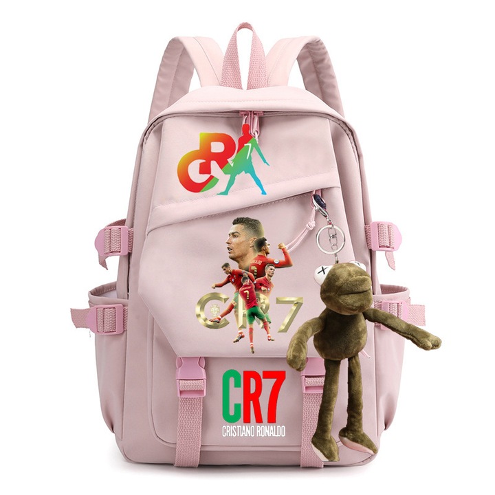 CR7 nyomott mintás diák hátizsák, nagy kapacitású, rózsaszín, C10