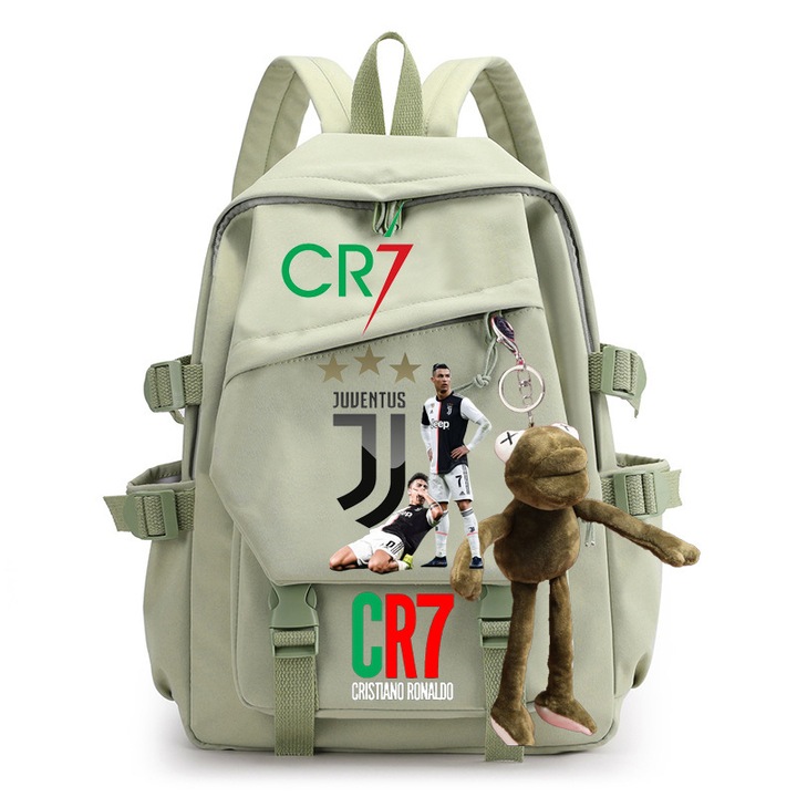 Nyomtatott diák hátizsák, CR7, nagy kapacitású, zöld, C16