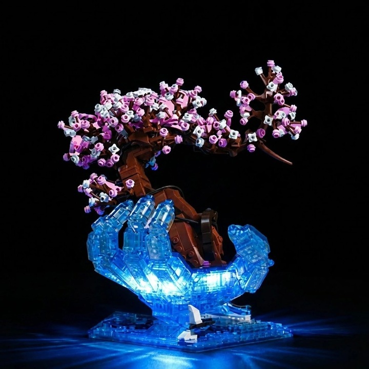 Timebox epitokocka keszlet, LED vilagitassal ellatott cseresznyeviragok, 1071 darab ABS elem, osszeszerelheto dekorativ modell, tartos csokor 7–14 eves fiataloknak, premium DIY oktato jatek, tobbszinu