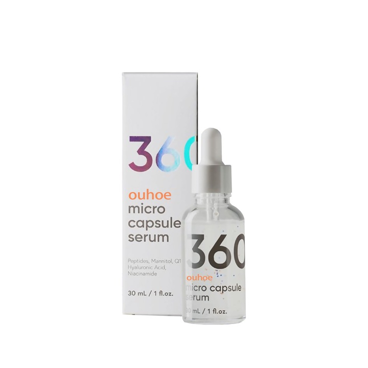 Serum de hidratare in capsule 360, 30ml, esenta nutritiva pentru fata si gat, textura usoara, ambalaj in capsule