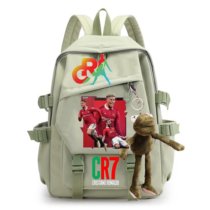Nyomtatott diák hátizsák, CR7 focilabda, nagy kapacitású, többszínű, C30