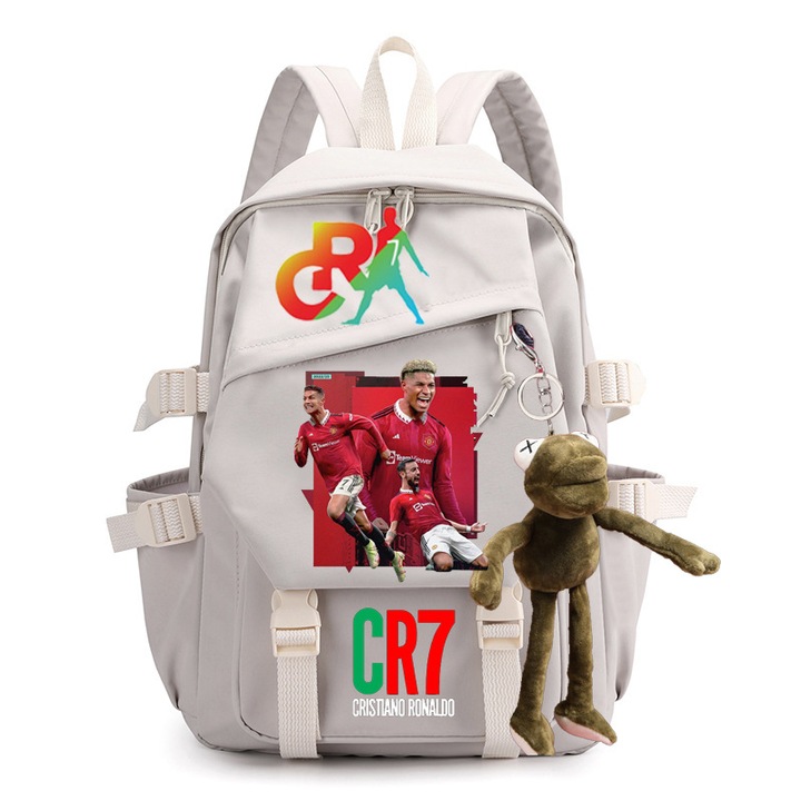 Ghiozdan student imprimat, minge fotbal CR7, capacitate mare, multicolor, C27