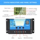 Controler de incarcare solar 50A, AFKSMILE, Regulator inteligent cu port USB dublu, 12V/24V, Parametrul automat PWM, Ecran LCD reglabil, Pentru baterie plumb-acid, baterie cu litiu, baterie cu panou solar, PC, 13.5x4x8cm, Negru/Albastru