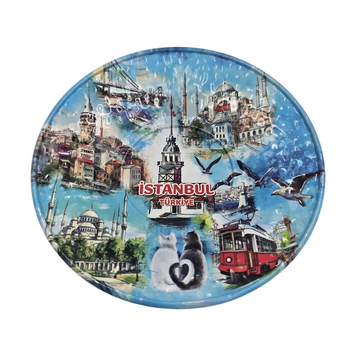 Set 2 farfurioare pentru ceai turcesc metalice, 10 x 1.5 cm, EHA - Model 5