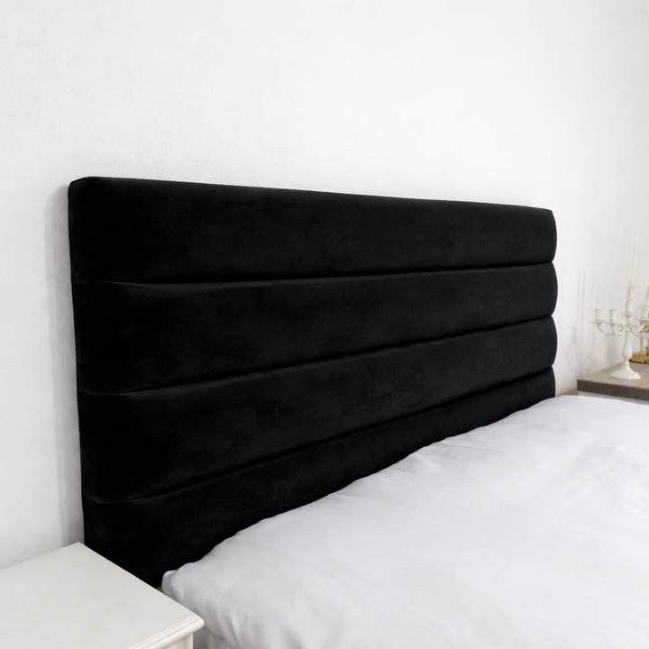 Basero ágytámla, fekete bársony, 60x120cm, modern design