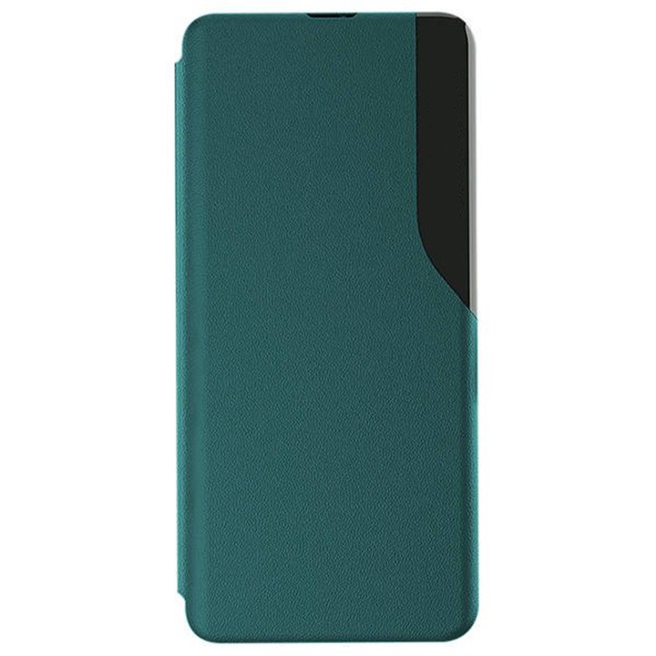 Калъф тип книга Smart Look съвместим със Samsung Galaxy S26 Ultra, тънък флип, с прозорец, луксозен дизайн, еко кожа, зелен