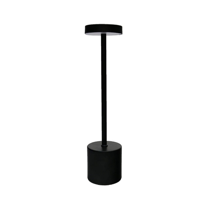 Lampa De Masa LED, Retro Electrica®, CENTRO FARETTI ORIGINAL, Lampa De Masa LED Exterior 10W, IP65 Rezistenta La Apa, Autonomie Pana La 8 Ore, Lumina 3 Culori Cald Neutru Rece, Intensitate Reglabila Touch, Incarcare USB, Design Metalic Modern, Negru