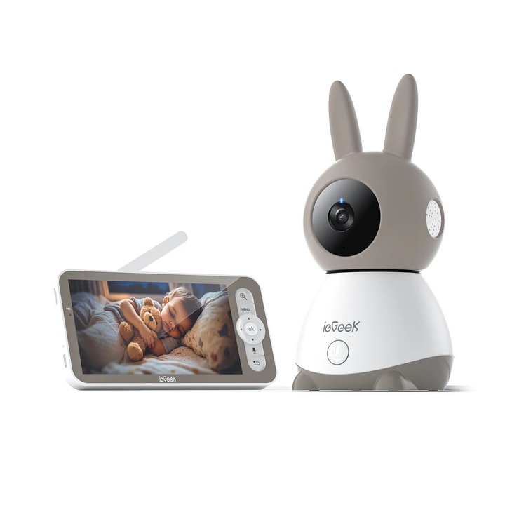 Monitor video pentru bebeluși ieGeek Baby 1T, wireless, detecție mișcare și sunet, 300m