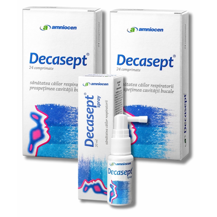 Pachet 2 cutii Decasept clasicx24comprimate + 1 cutie Decasept spray adulti x20ml-Sustine Caile Respiratorii si Imunitatea