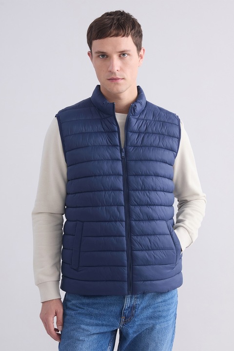 LC WAIKIKI, Vesta matlasata cu fermoar, Bleumarin, 2XL