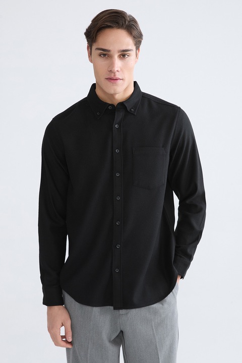 LC WAIKIKI, Camasa uni cu nasturi, Negru, XL