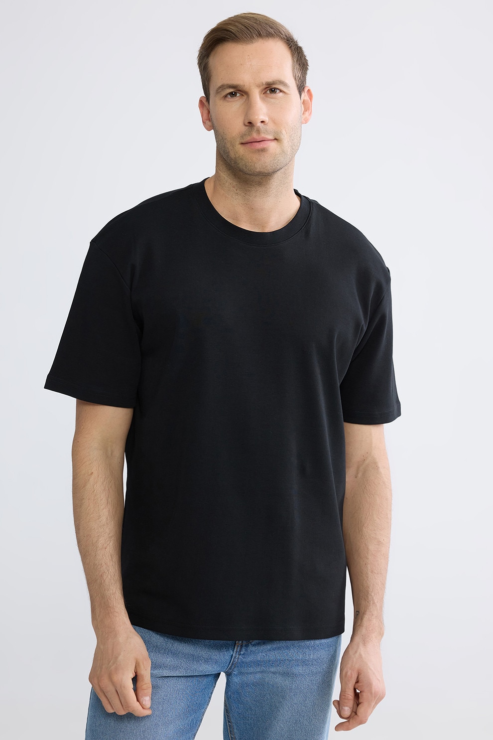 LC WAIKIKI, Tricou regular fit din bumbac, Negru, S