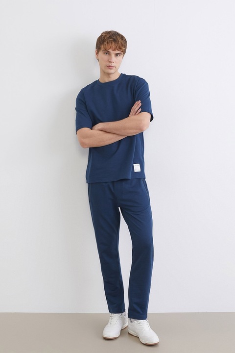 LC WAIKIKI, Pantaloni de trening cu snur de ajustare si buzunare cu fermoar, Albastru petrol