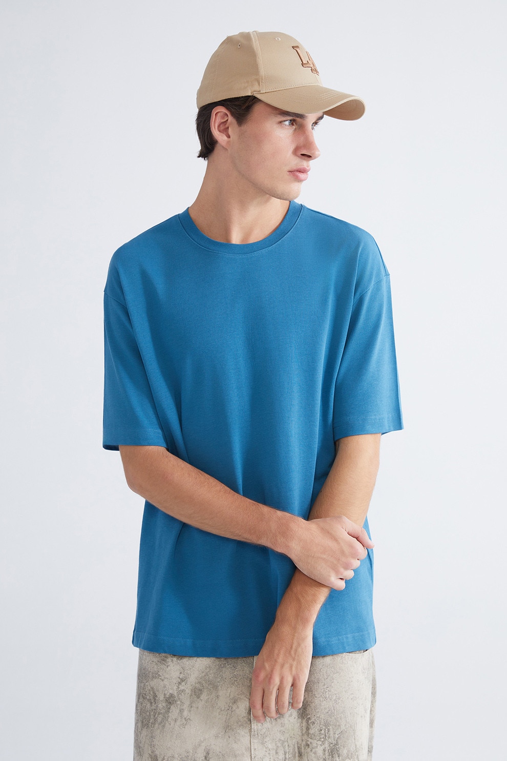 LC WAIKIKI, Tricou lejer din bumbac, Albastru, L