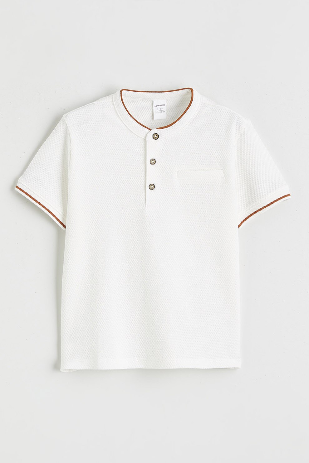 LC WAIKIKI, Tricou de bumbac cu buzunar aplicat pe piept, Alb, 116-122 CM