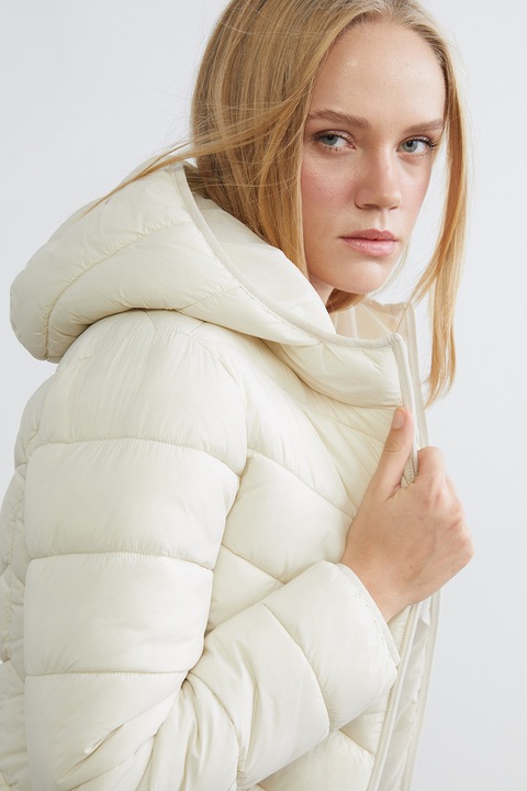 LC WAIKIKI, Geaca matlasata cu gluga, Alb fildes, L