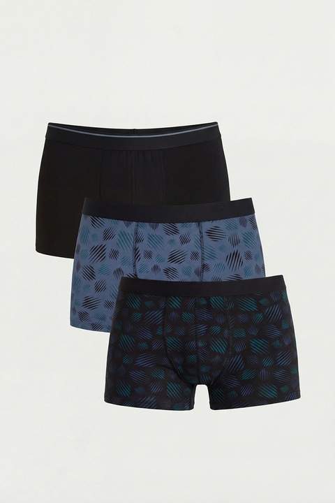 LC WAIKIKI, Set de boxeri din amestec de bumbac - 3 perechi, Negru, Albastru deschis, 2XL