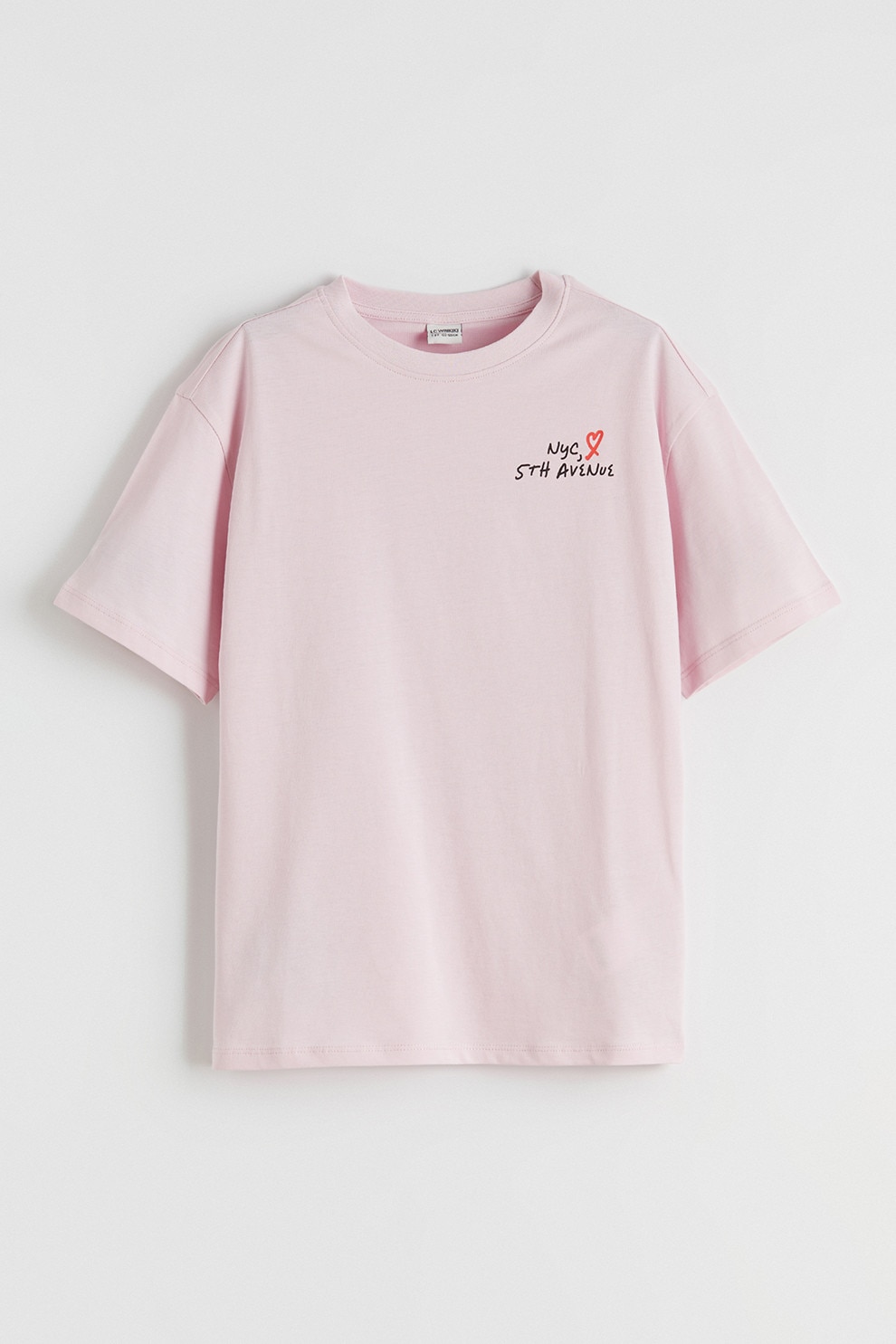 LC WAIKIKI, Tricou din bumbac cu imprimeu text pe partea din spate, Roz pal, 152-158 CM